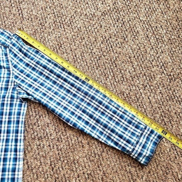 Kenneth Cole Reaction Business Dress Plaid Button Down - Size M - Cerulean Blue - Picture 14 of 14